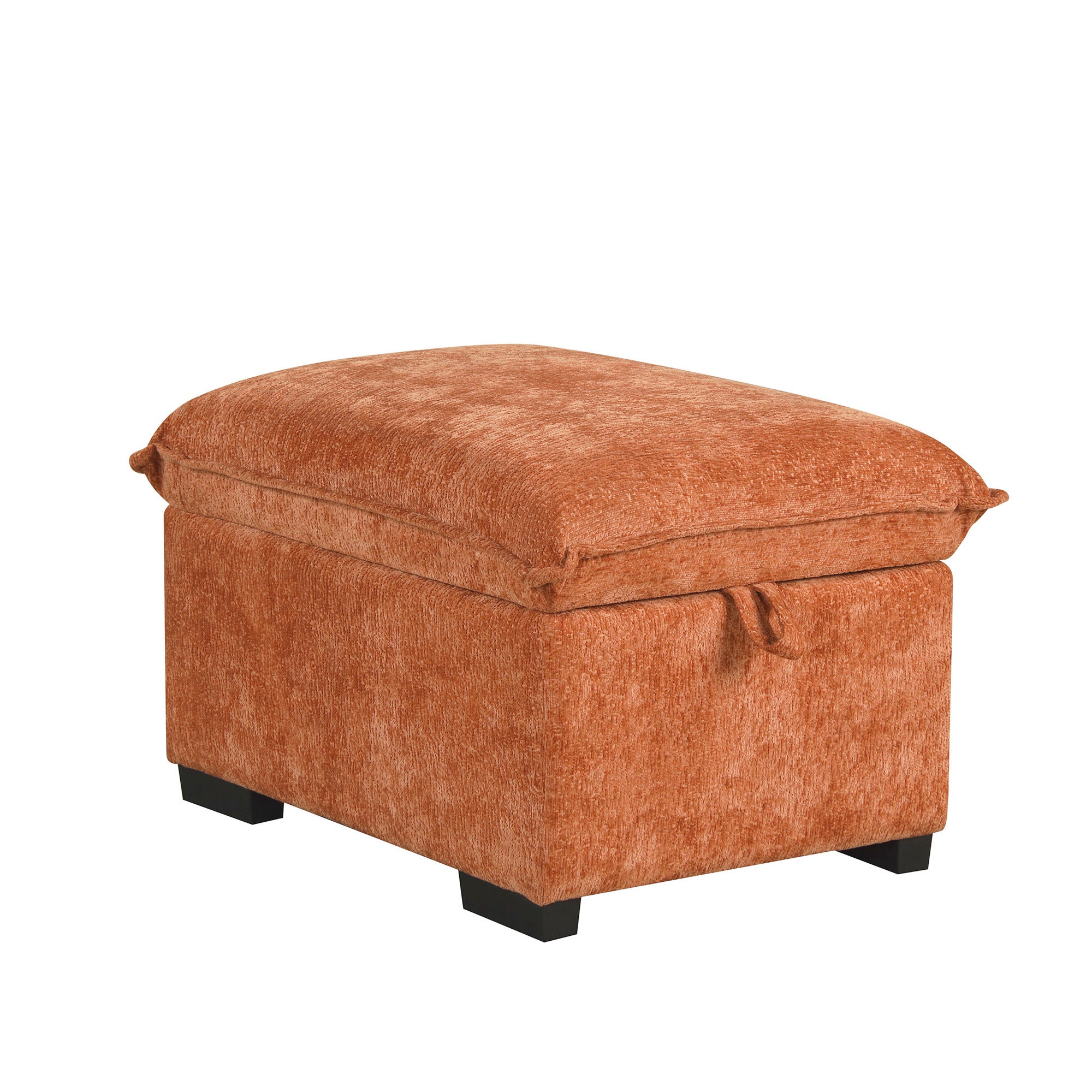 Orange L-Shaped Sectional Sofa Bed w/ Storage Ottoman