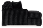 Onyx corded corner chaise with tufted ribbed upholstery and rolled arms