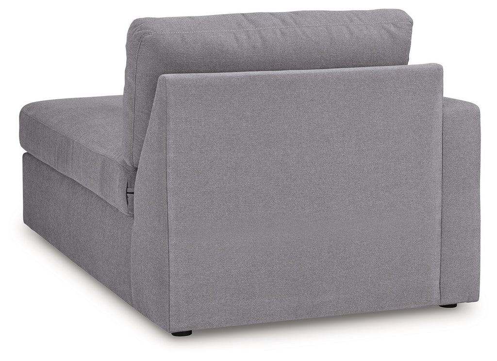 Modmax LAF corner chaise in granite-gray fabric with tall back and two cushions