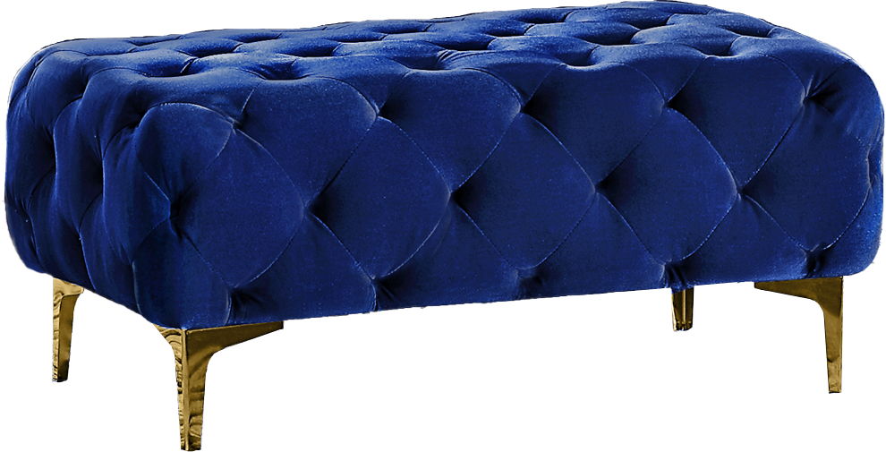 Blue Elegant Velvet Living Room Ottoman
