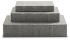 Light gray fabric keepsake box set with stacked closed lids
