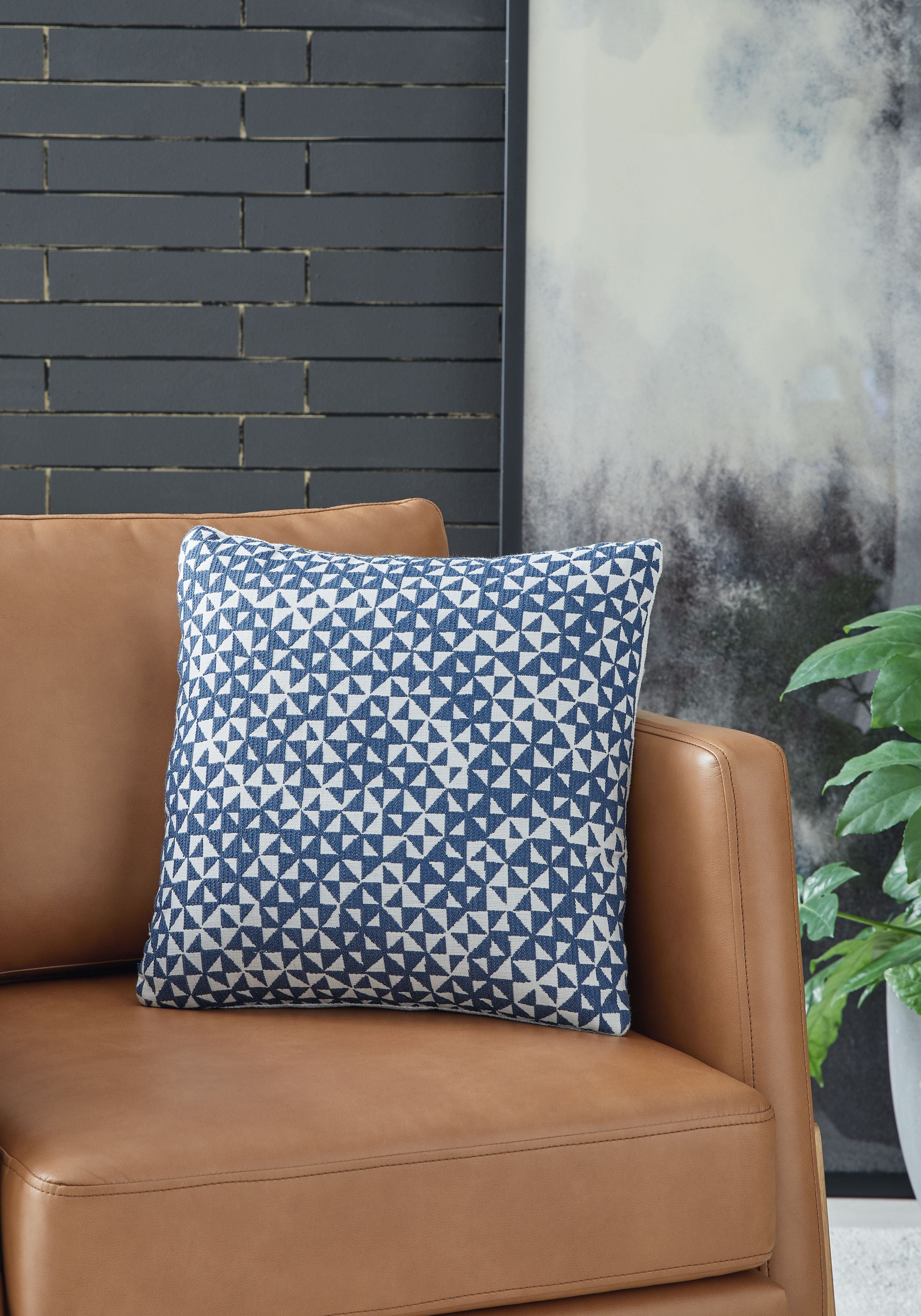 Jaycott Next-Gen Nuvella blue triangle-pattern square pillow