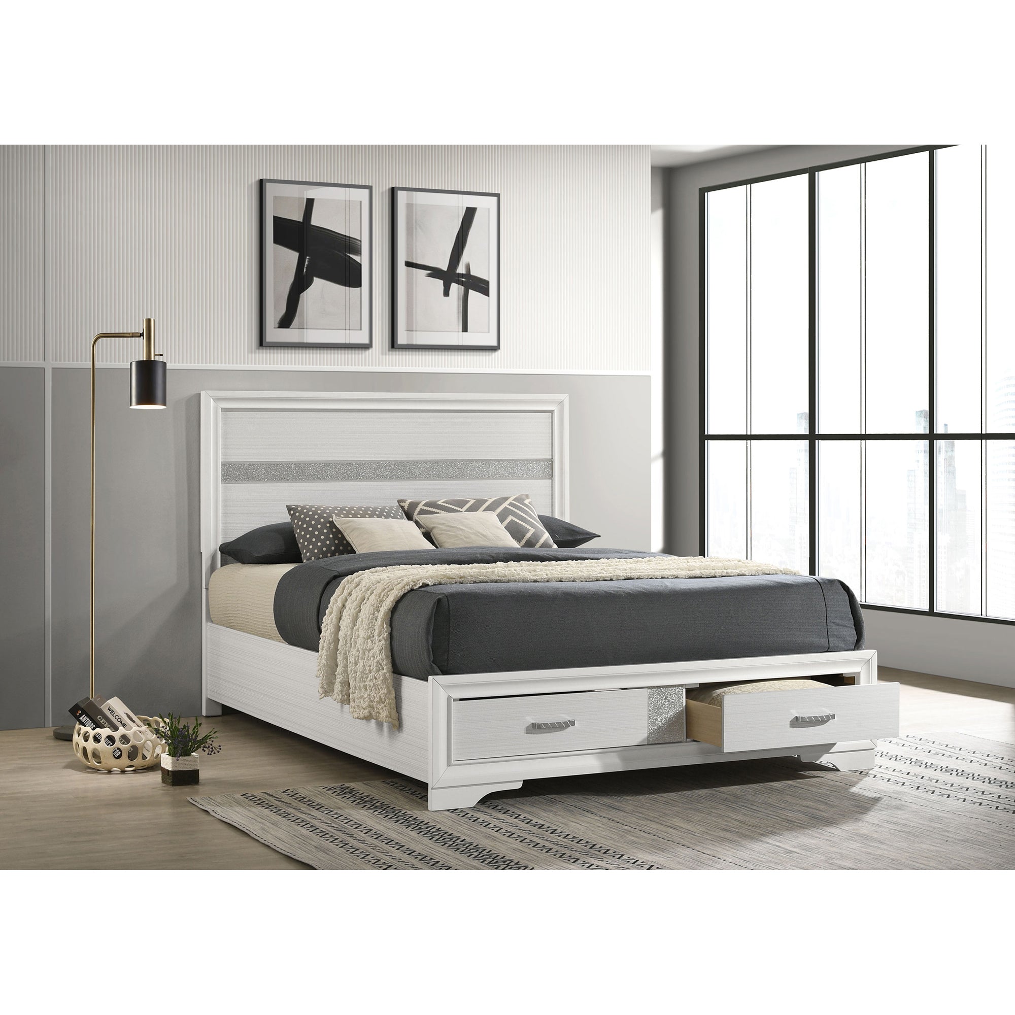 Orchid White Queen Storage Bed: Elegant & Functional Bedroom Furniture