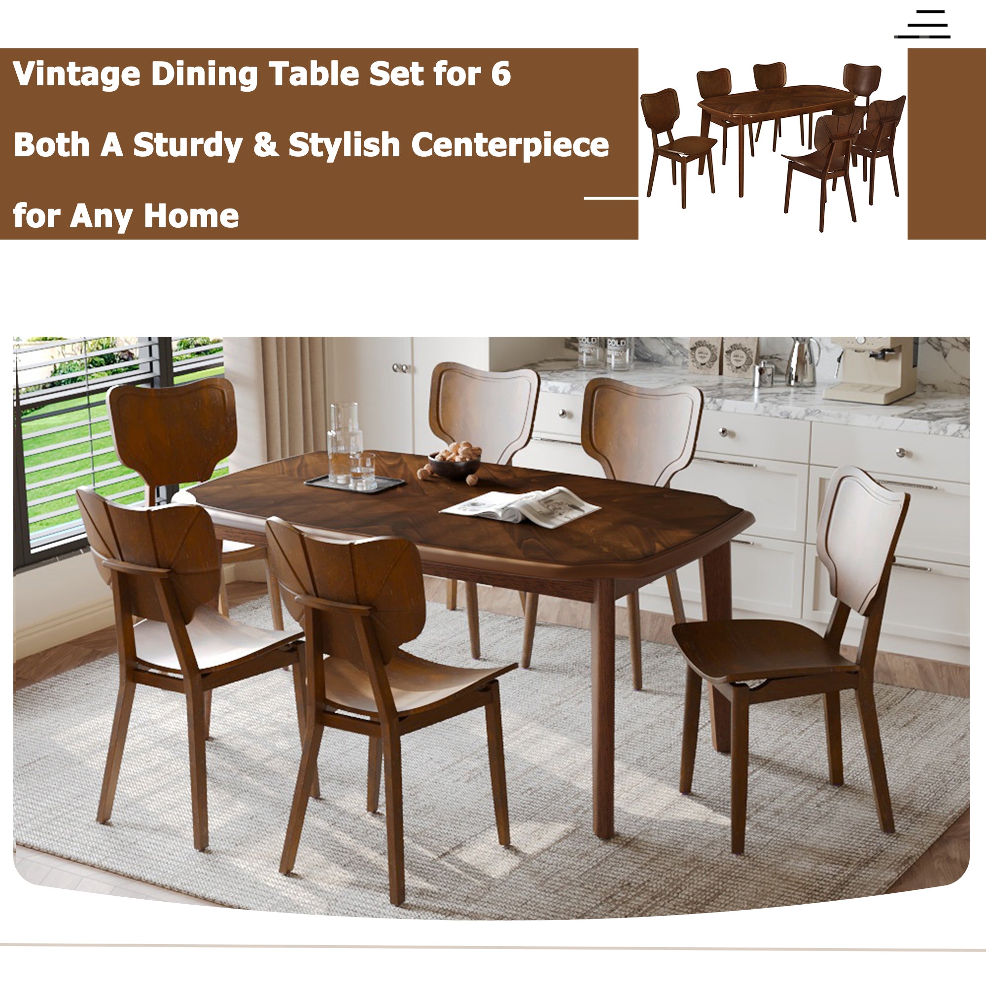 Vintage 7-Pc Dining Set, Espresso