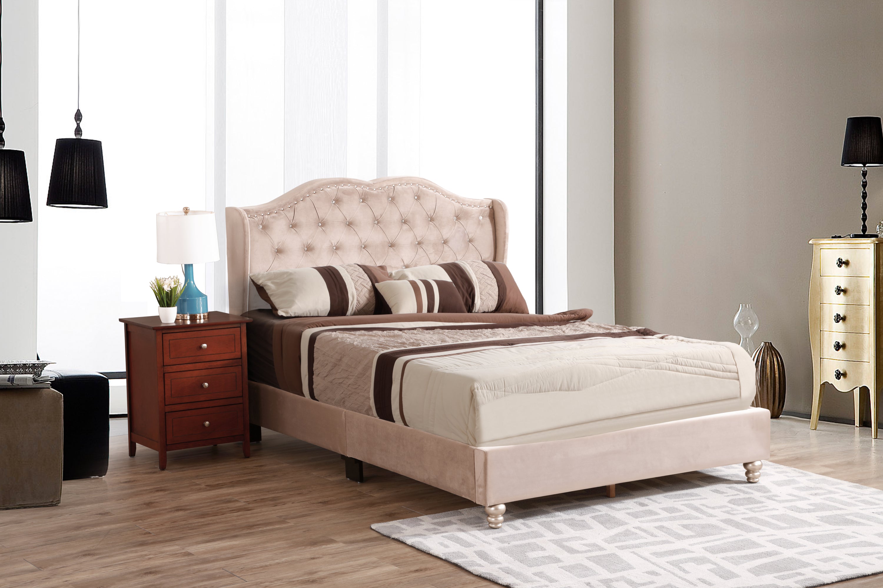 Elegant Transitional Full Upholstered Bed | Style & Comfort