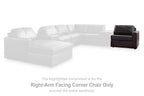 Black right-arm facing corner chair component with padded seat and backrest