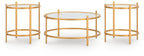 Gold occasional table set with round coffee table and two side tables