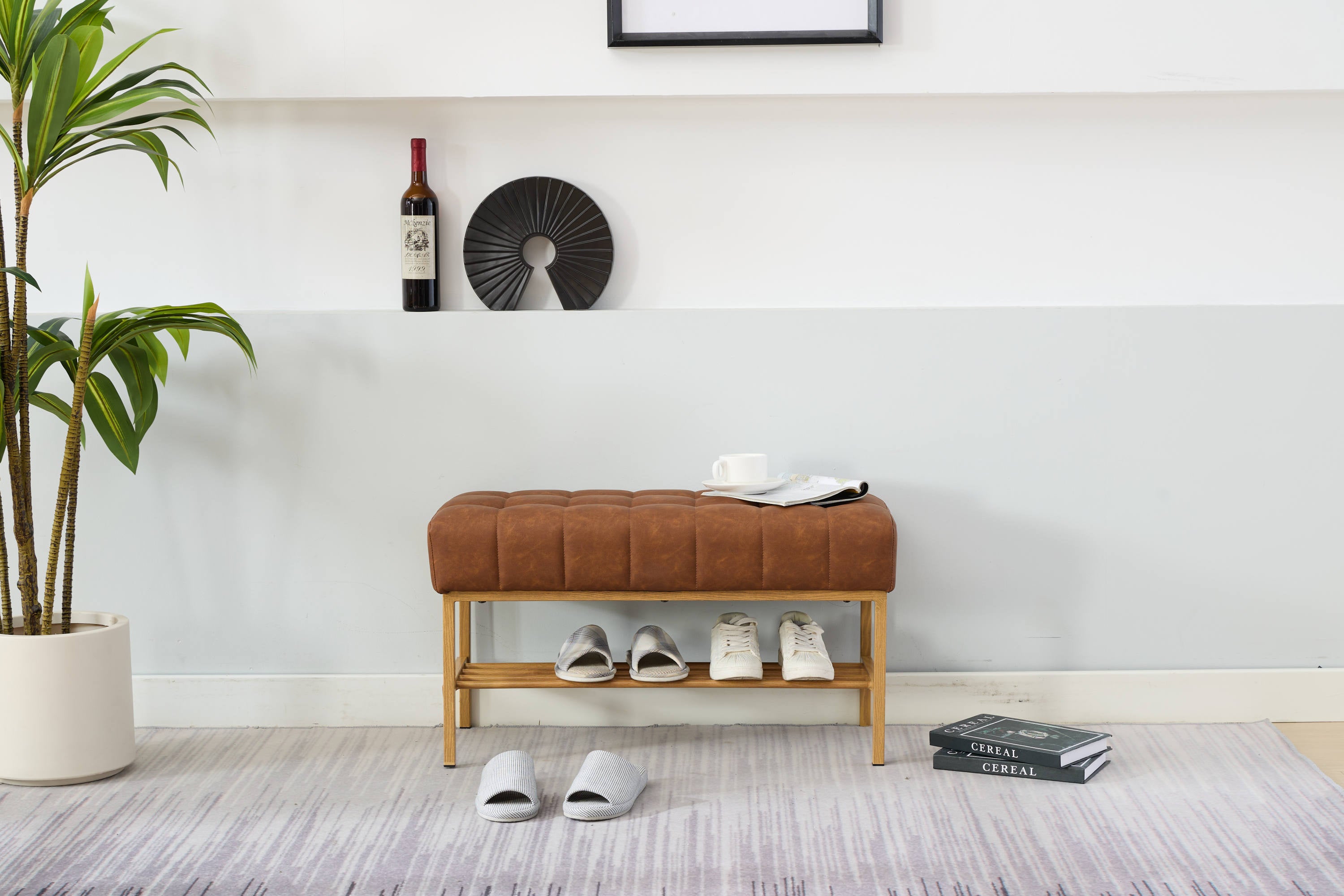 Retro Bed Bench w/ Shelf, 300 LB