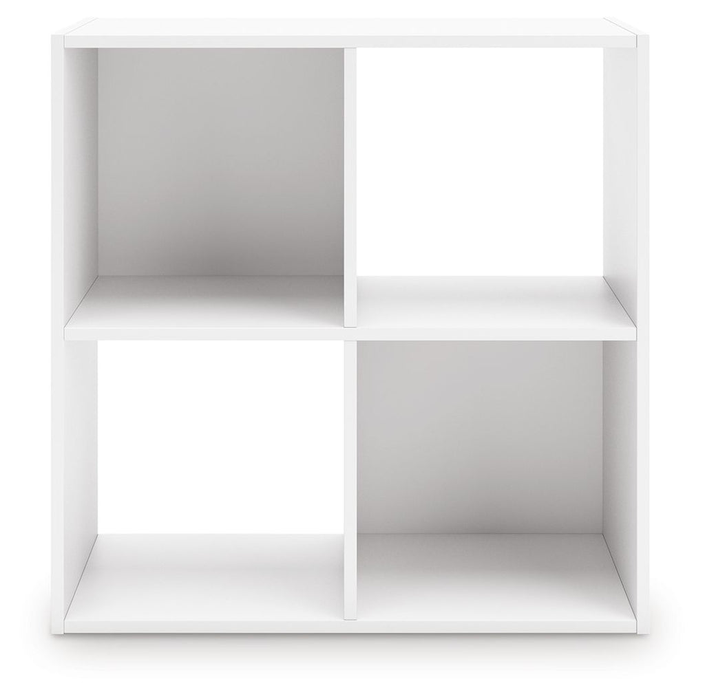 White cube organizer with 6 open compartments in a two-by-three layout, front view