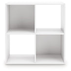 White cube organizer with 6 open compartments in a two-by-three layout, front view