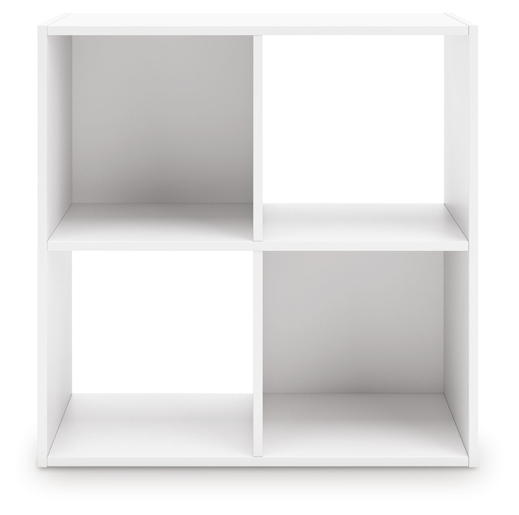 White cube organizer with 6 open compartments in a two-by-three layout, front view