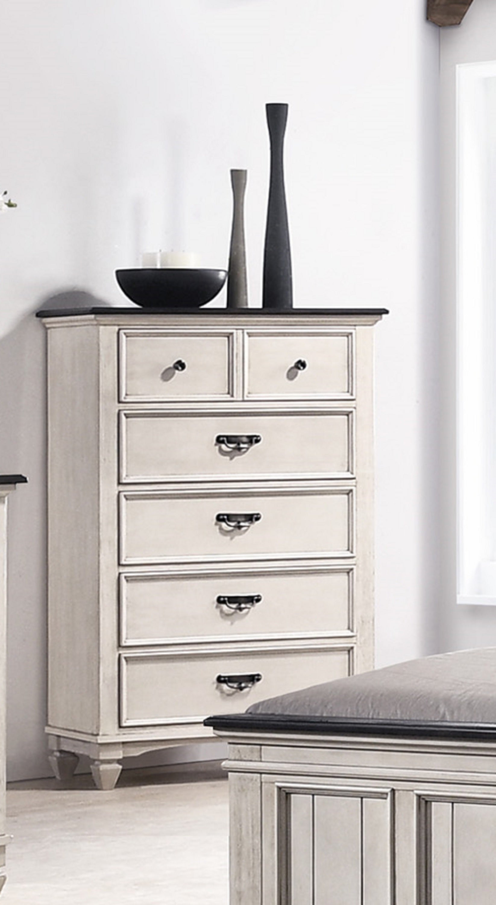 Farmhouse Two-Tone Chest Storage Drawers Bedroom Furniture