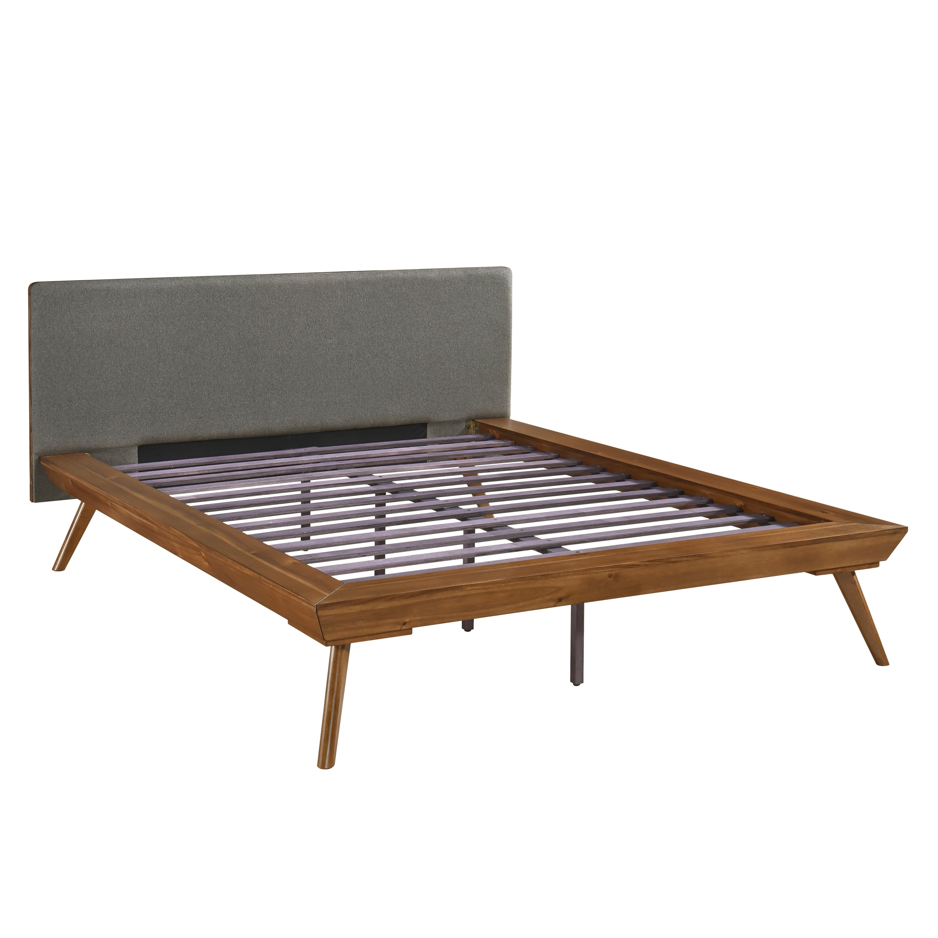 Queen Platform Bed Upholstered Headboard - Dark Gray Chestnut