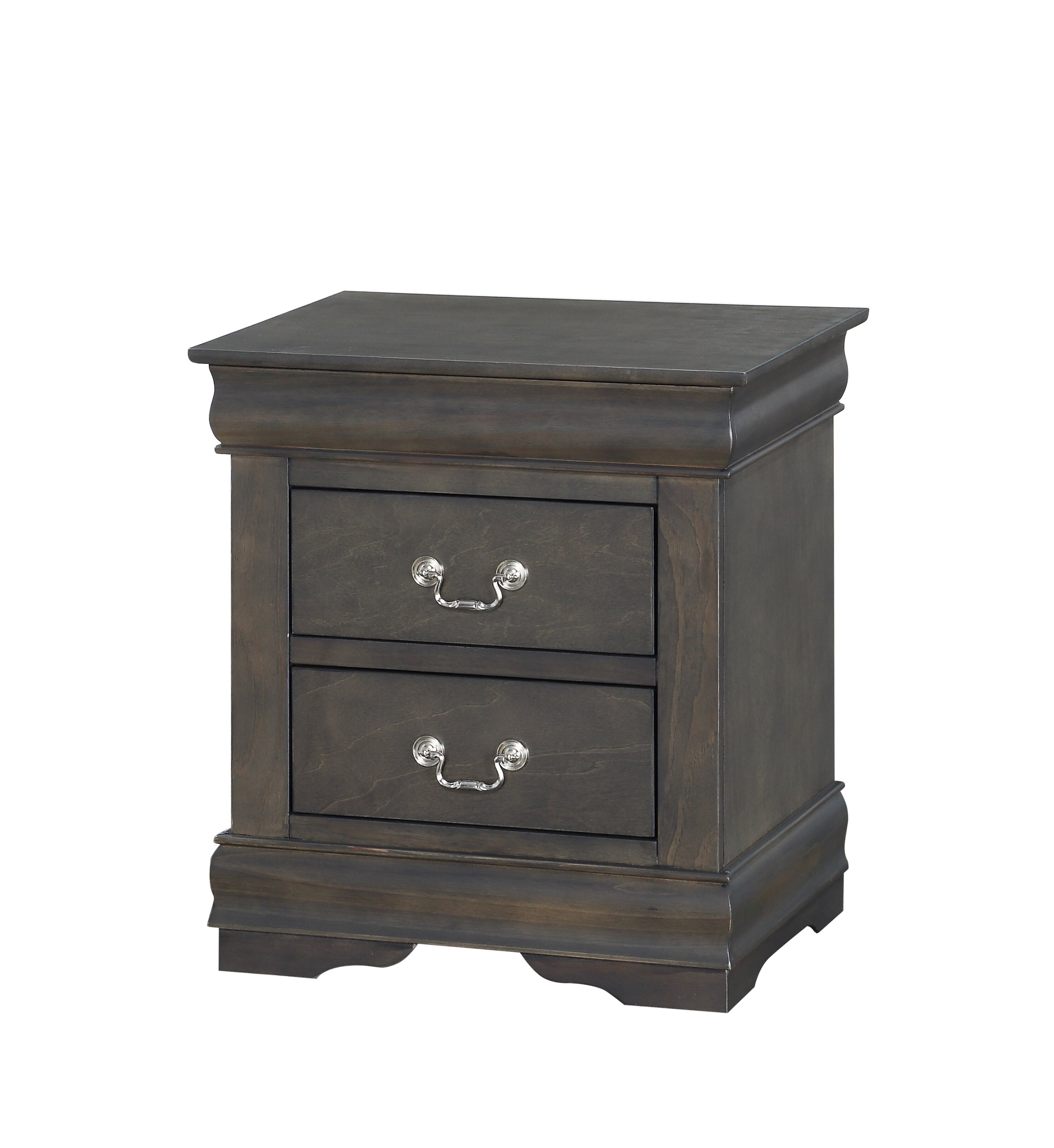 A Stylish Dark Grey 2-Drawer Nightstand - Modern Bedroom Storage Furniture