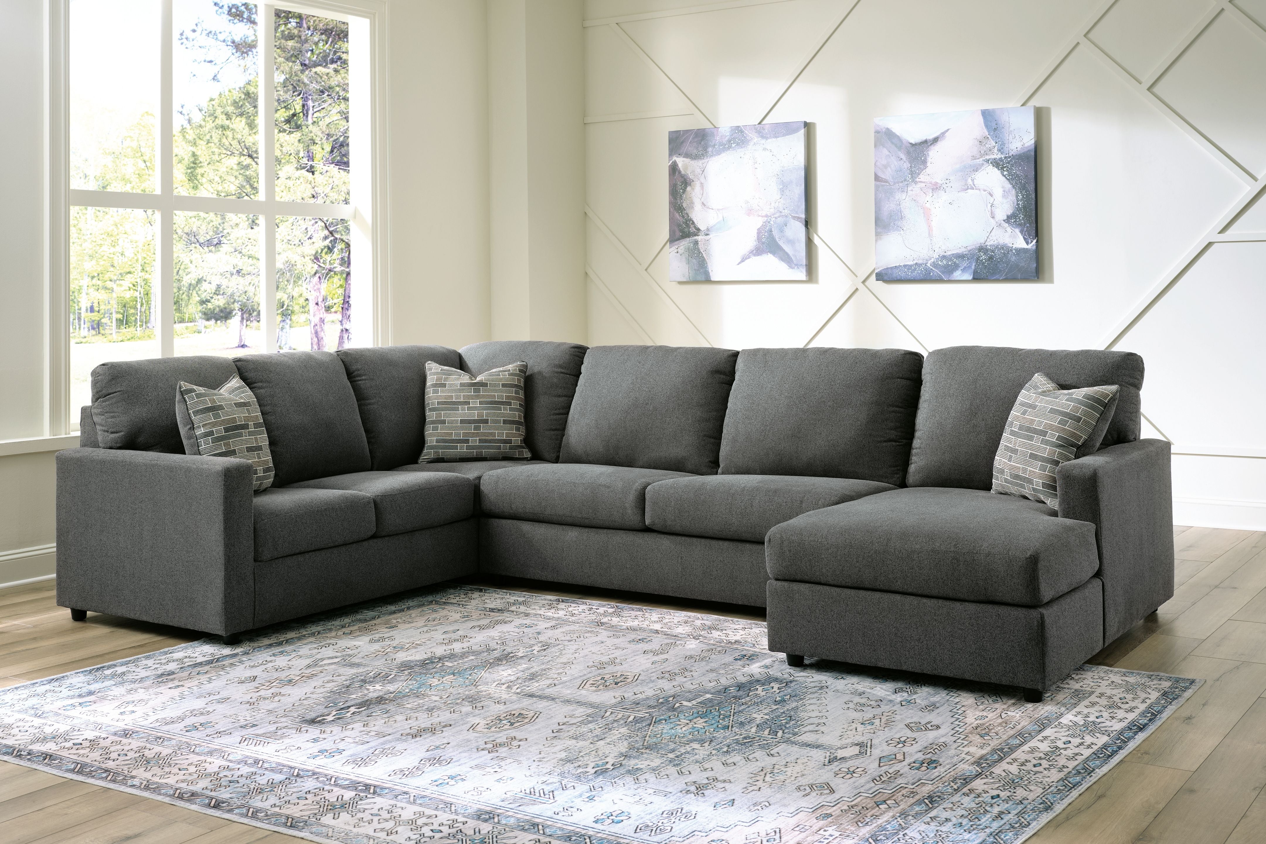 Edenfield 3 Piece Linen-Look U Shaped Sectional-Stationary Sectionals-American Furniture Outlet