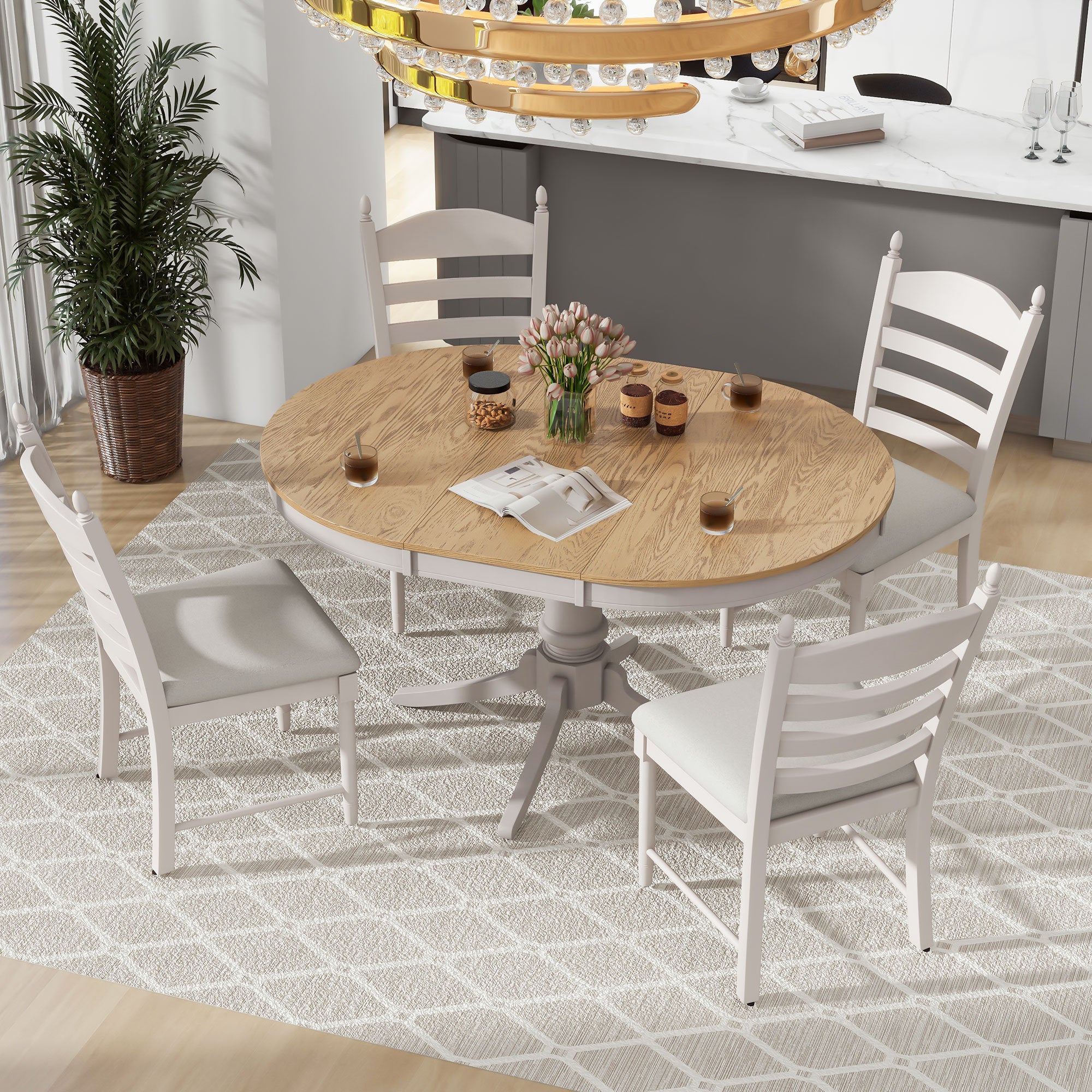 5-Pc Retro Dining Set - Off White