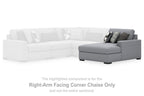 Right-arm facing gray RAF corner chaise beside a white sectional, shown as one component