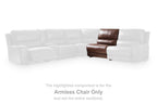 Dark brown armless chair component with padded back and seat.