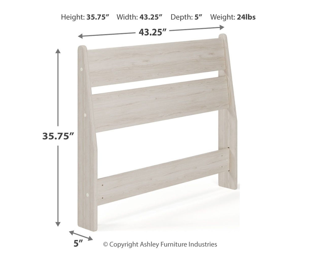 Socalle panel headboard, light wood; dimensions shown with 43.25 in width.