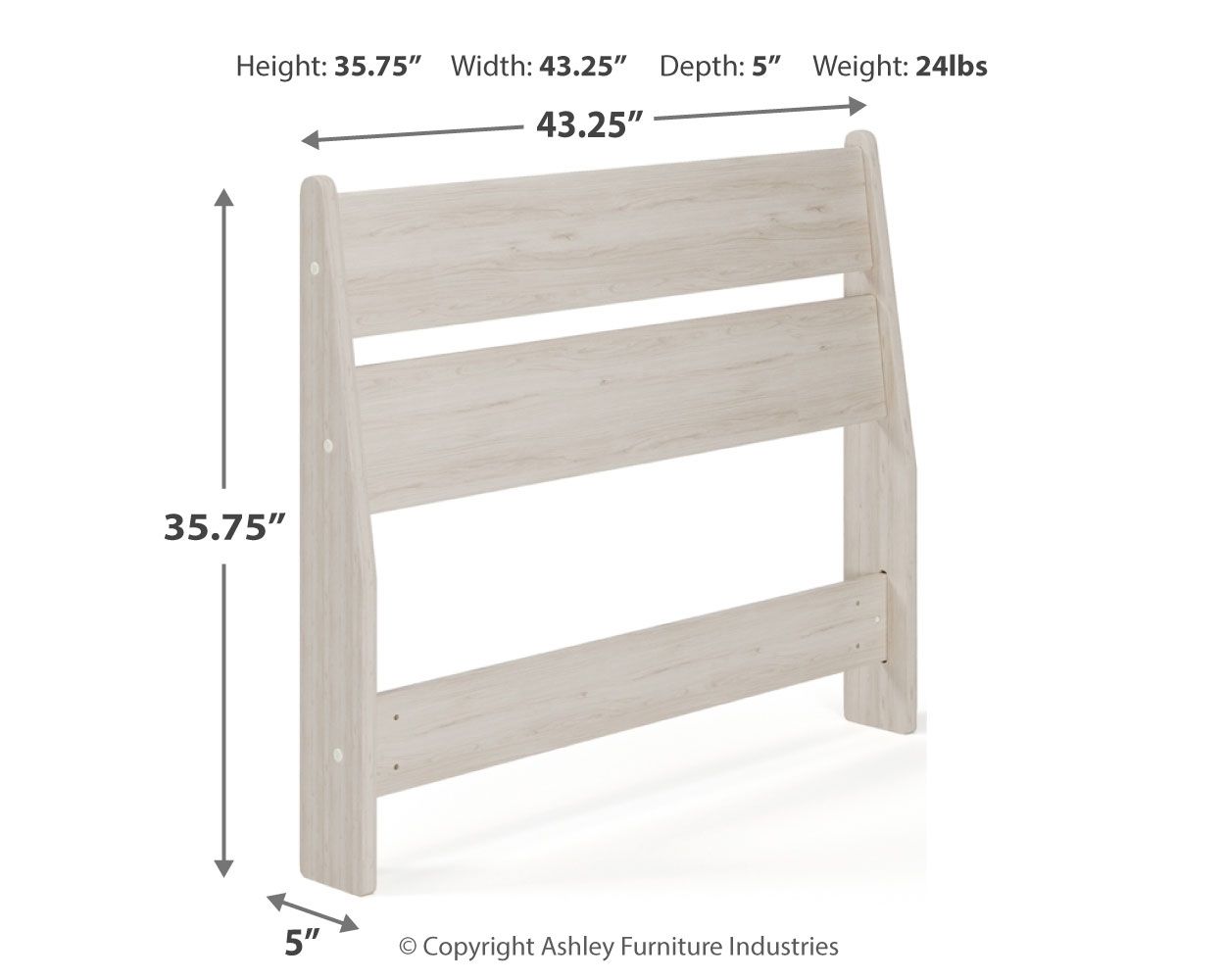 Socalle panel headboard, light wood; dimensions shown with 43.25 in width.