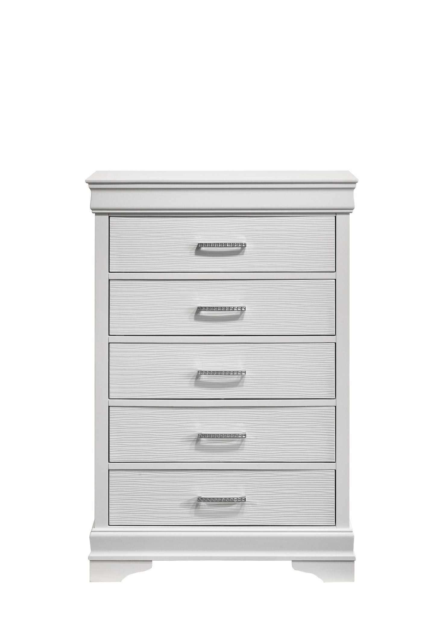 Modern White Wood 5-Drawer Chest