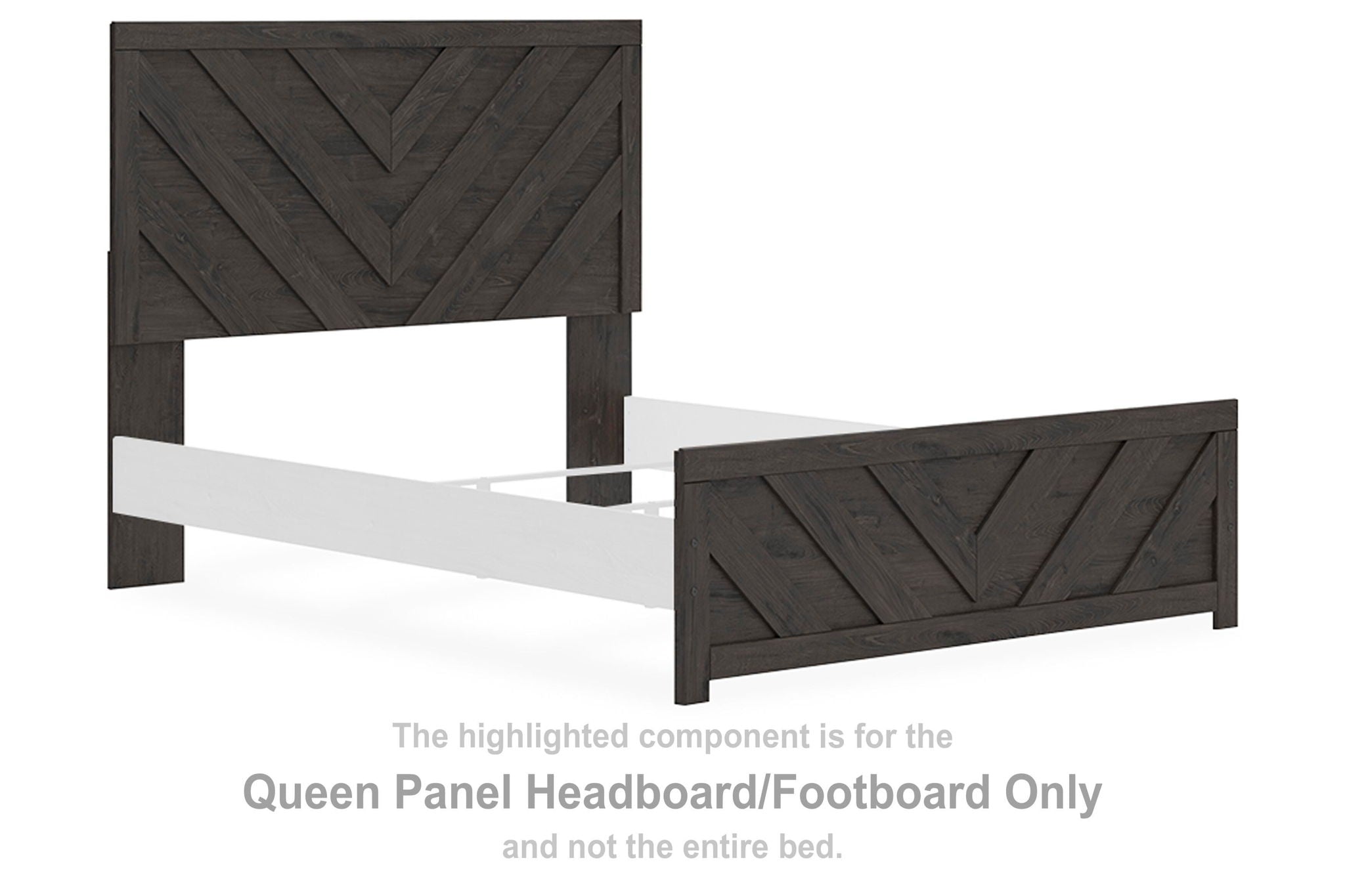 Charcoal queen panel headboard and footboard with woven chevron pattern