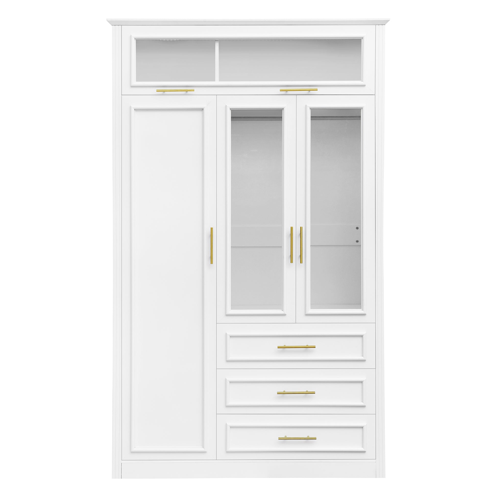White Pine 3-Door LED Wardrobe Armoire & 3 Drawers