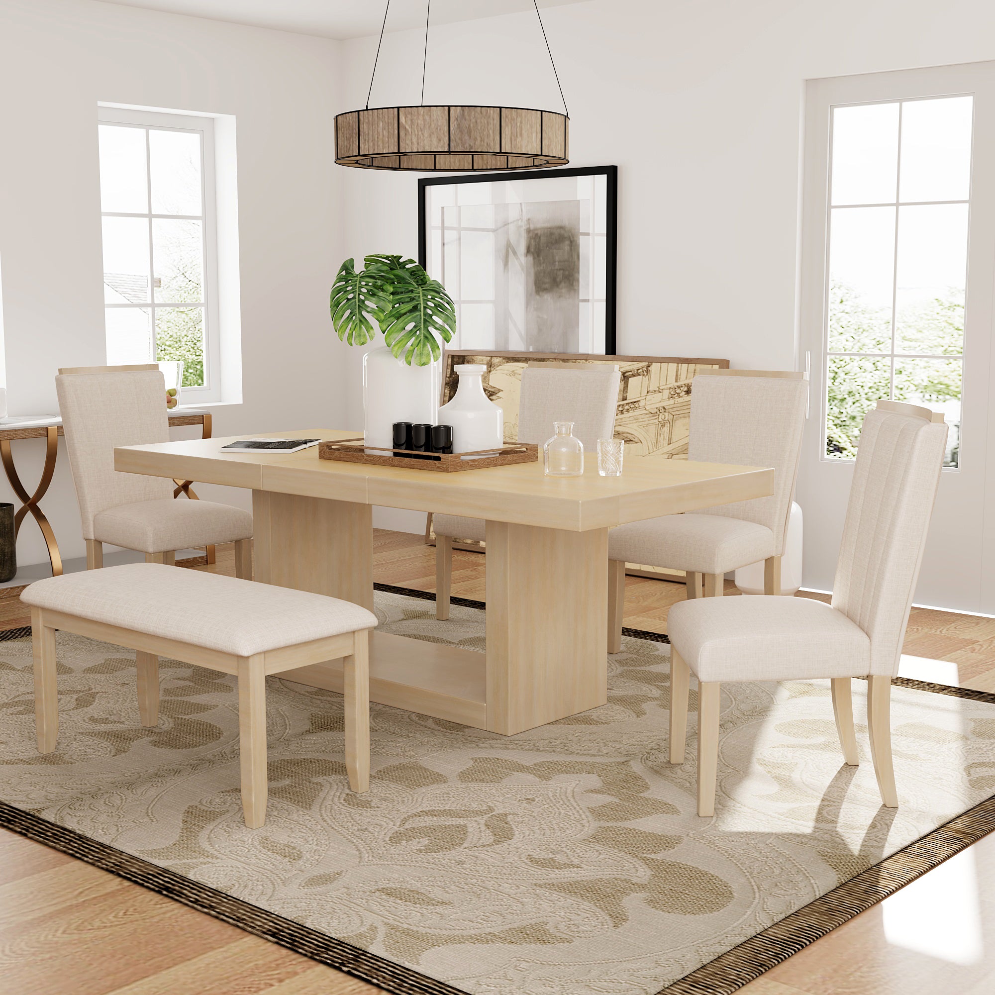 78" Extendable Dining Table Set, 6-Piece