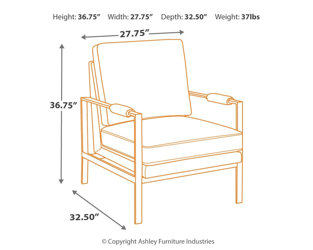 Brown accent chair with curved arms, square legs, and cushioned seat and back.