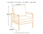 Brown accent chair with curved arms, square legs, and cushioned seat and back.