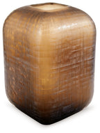 Textured dark brown vase with open top and rounded cylindrical body