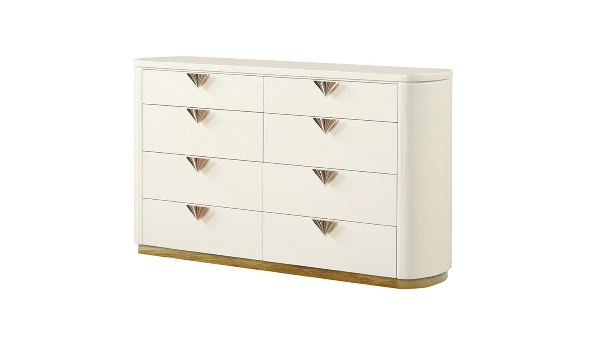 La Pierre Modern 8-Drawer Dresser - Beige Wood Gold Accents