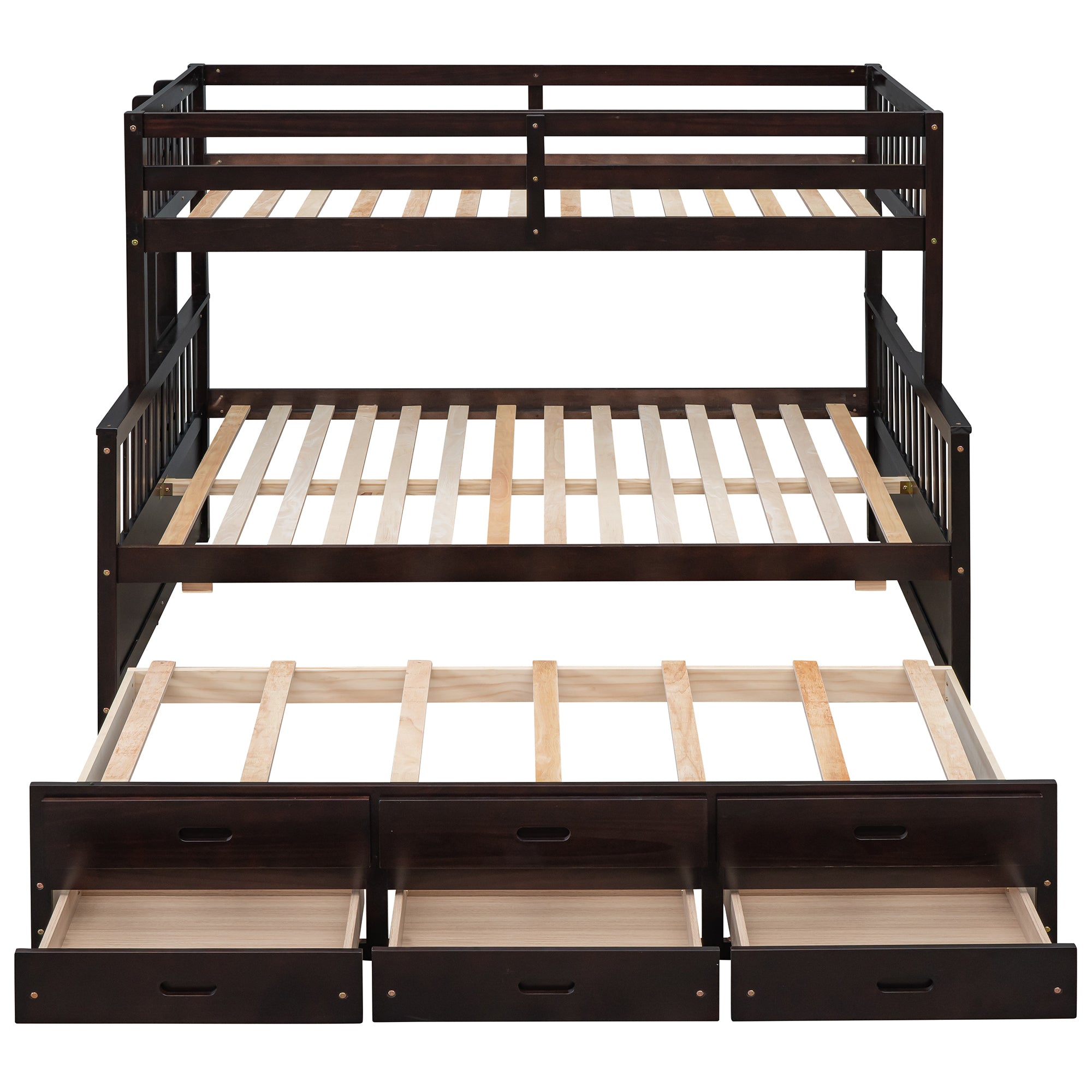 Vallerina Twin Over Full Bunk Bed w/Trundle & 3 Drawers - Espresso