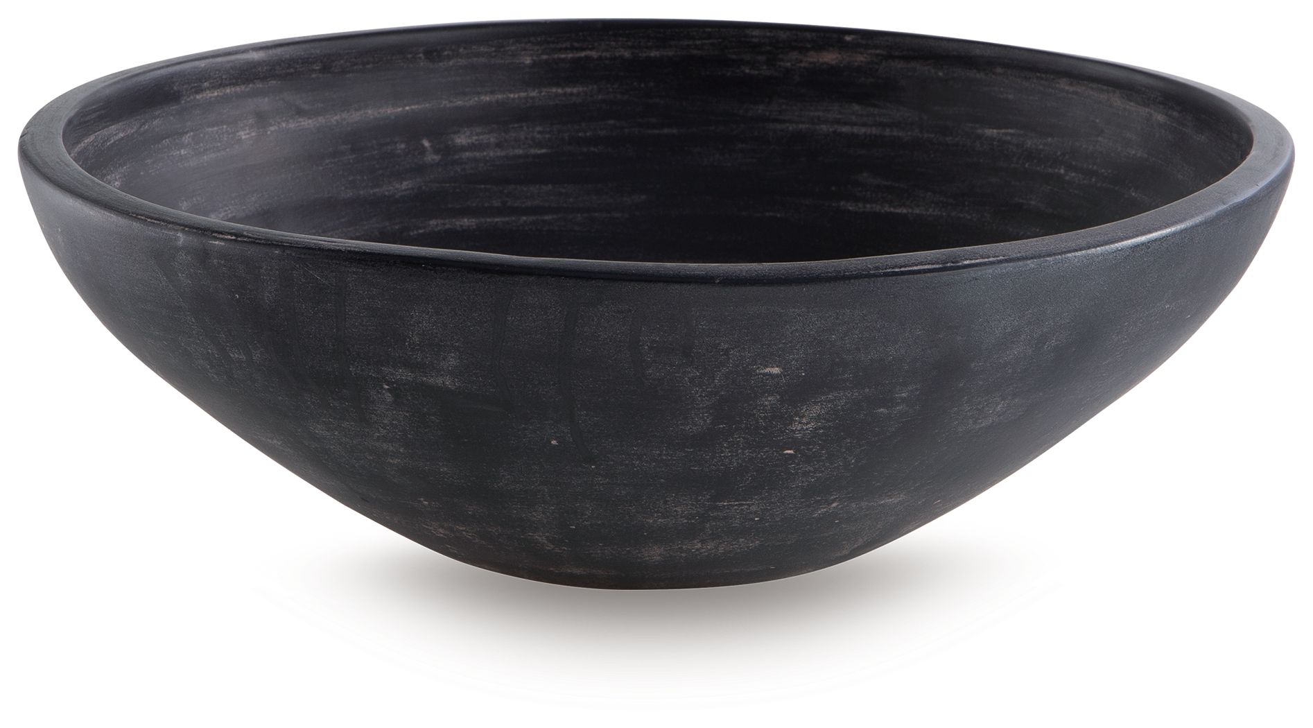 Dark gray ceramic bowl with matte finish and wide circular rim