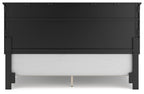 Black panel bed front panel with slat base underneath and no drawers visible.