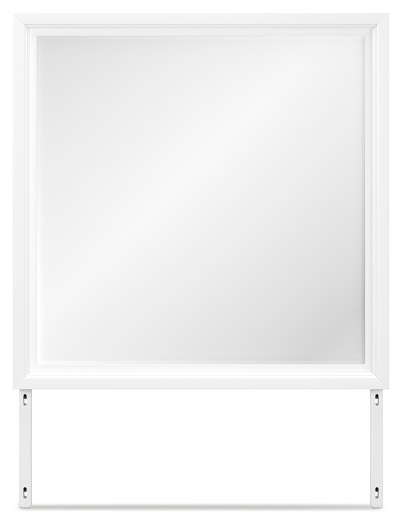 White rectangular framed mirror panel with two metal mounting brackets