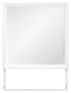 White rectangular framed mirror panel with two metal mounting brackets