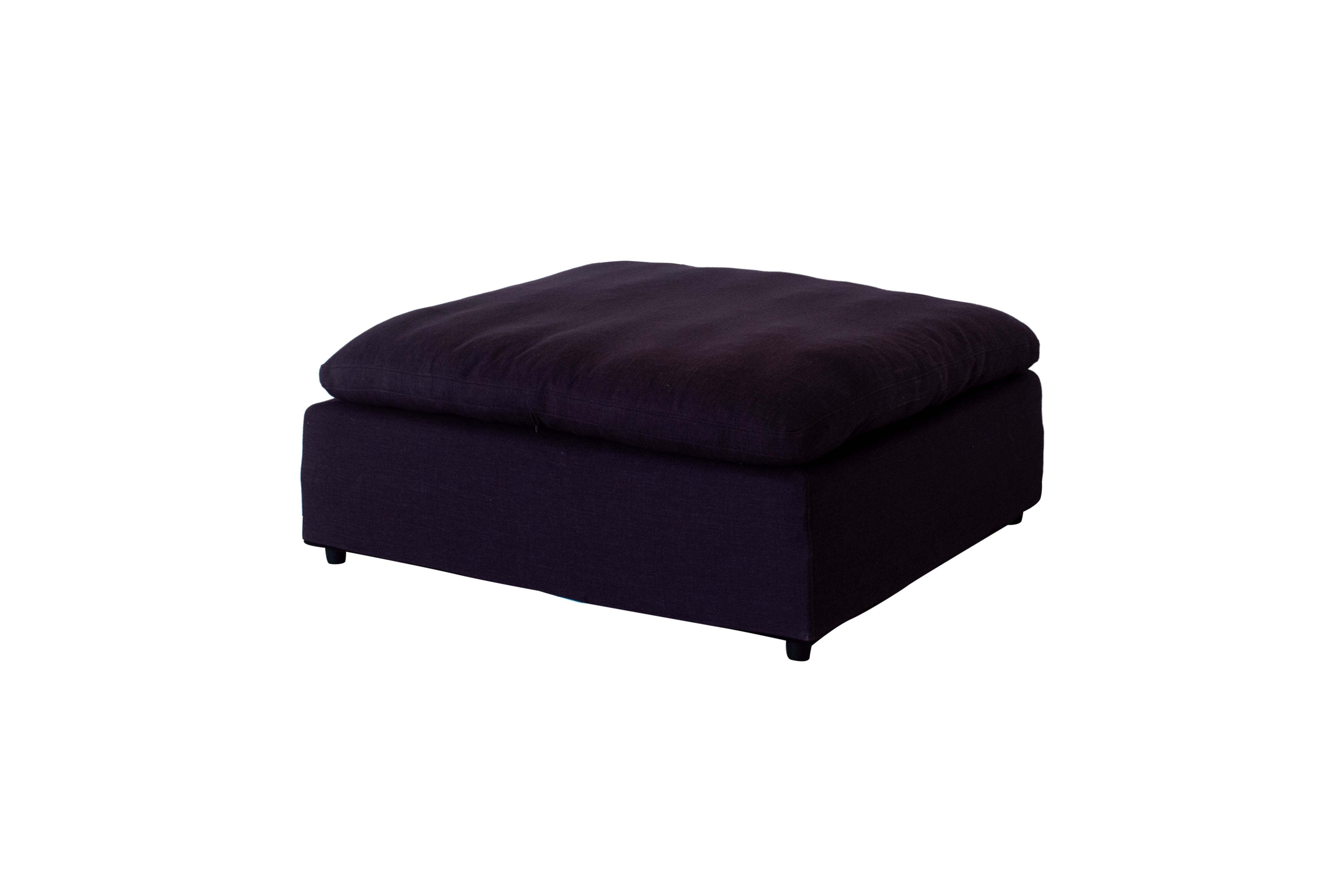 Modern 17" Luxe Size Ottoman, Premium Fabric Upholstered Living Room Cube Ottoman With Plush Seat Cushion, Navy