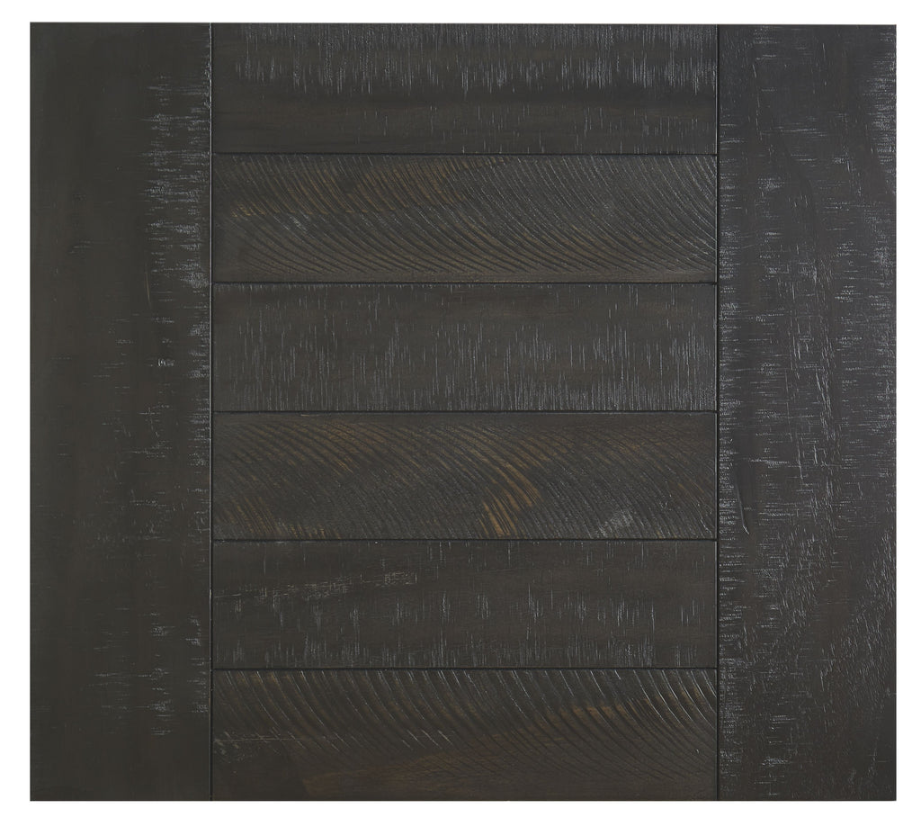 Dark black tabletop closeup with horizontal plank lines and wood grain texture