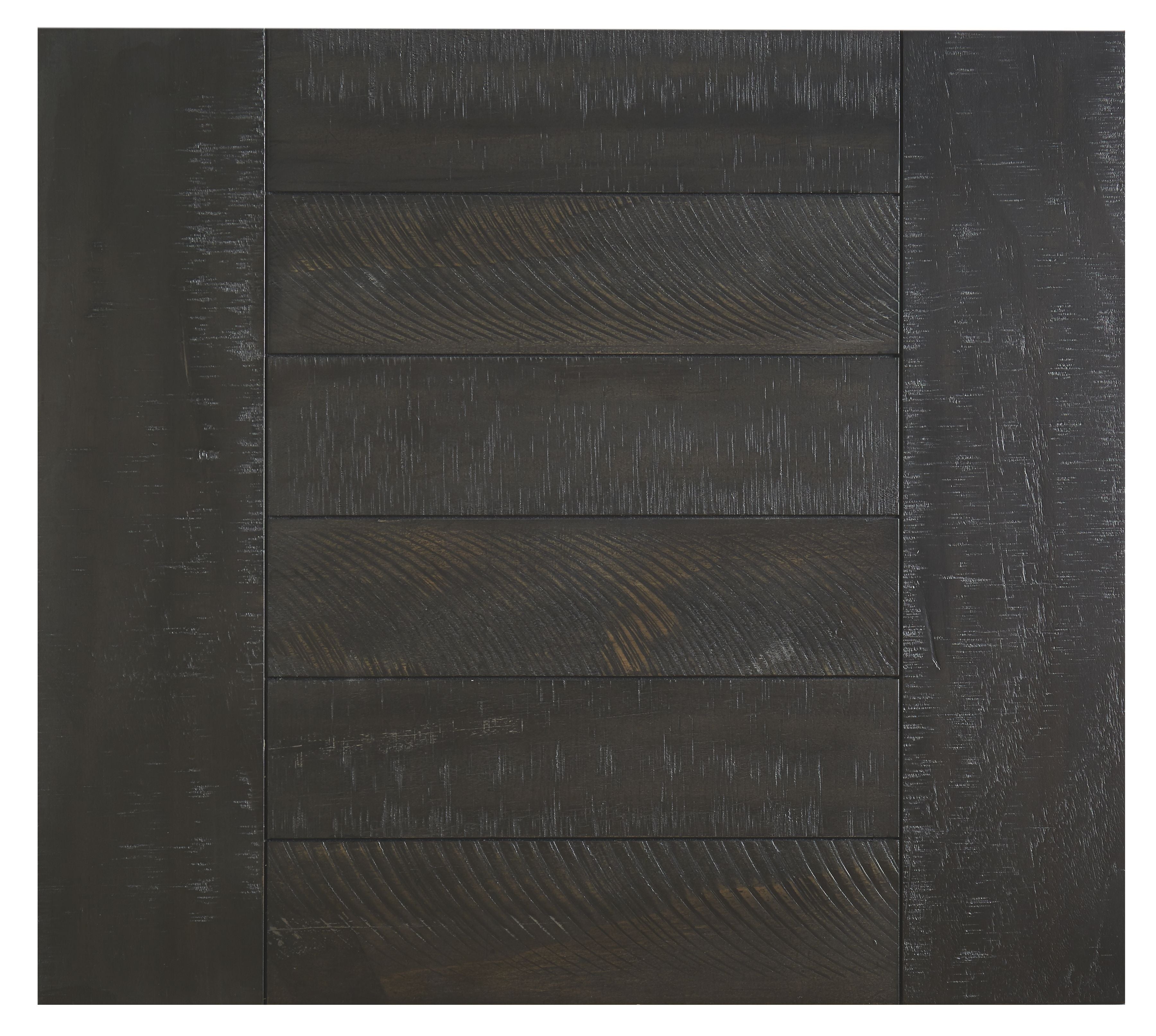 Dark black tabletop closeup with horizontal plank lines and wood grain texture