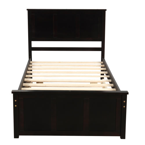 Espresso Twin Platform Bed w/ Trundle - No Box Spring