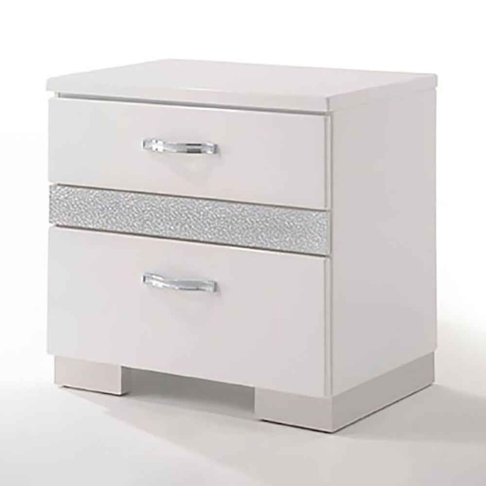 White High Gloss 3-Drawer Nightstand | Modern Bedside Table