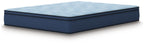 Blue hybrid mattress with quilted top and dark base edge