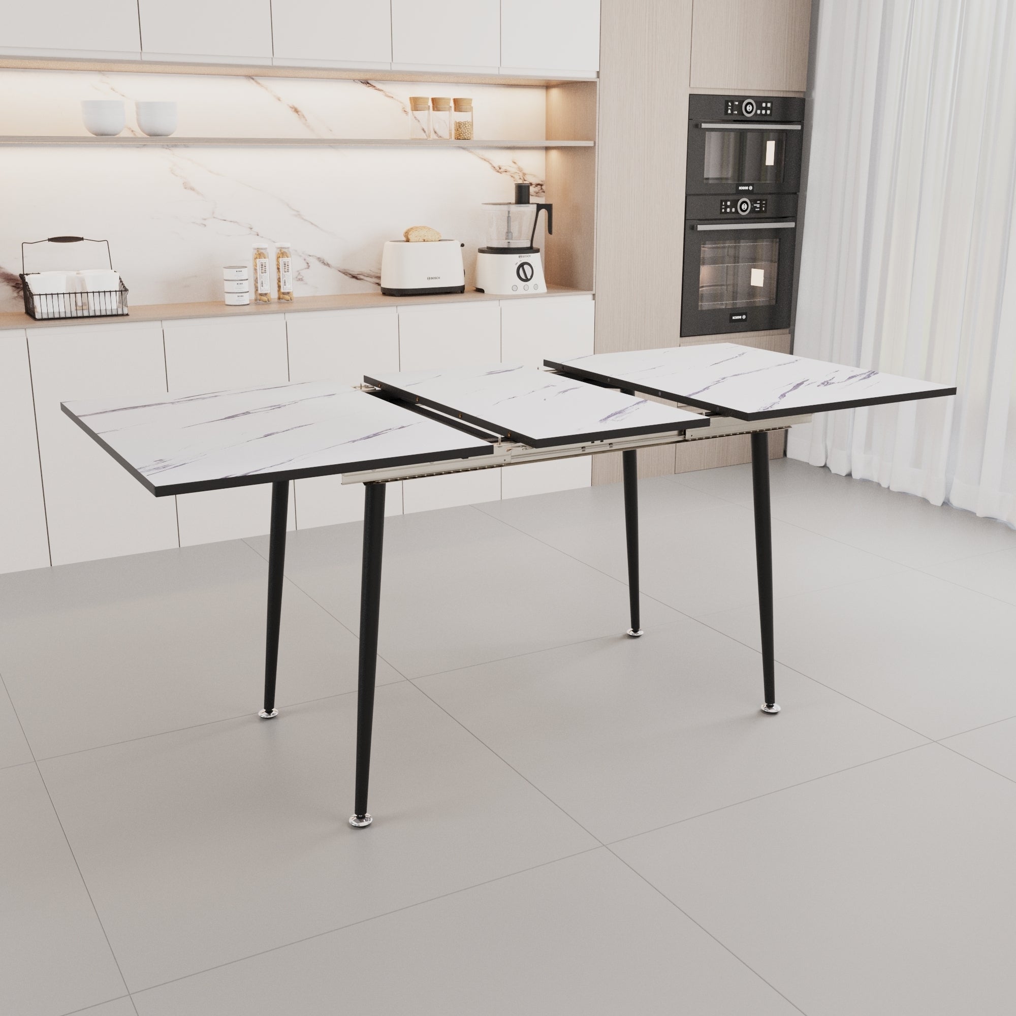 47"-63" Extendable Dining Table Set for 2-6