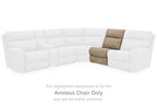 Highlighted sand armless chair section within a white sectional