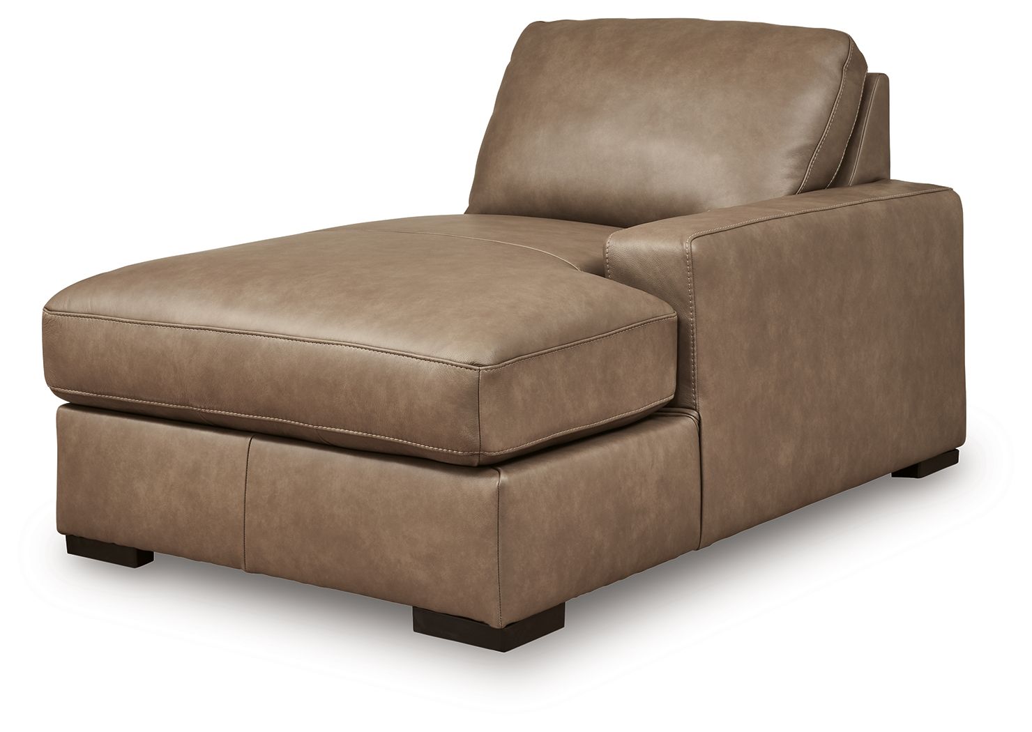 Veronella corner chaise with tall back cushion, padded seat and arms, dark taupe.