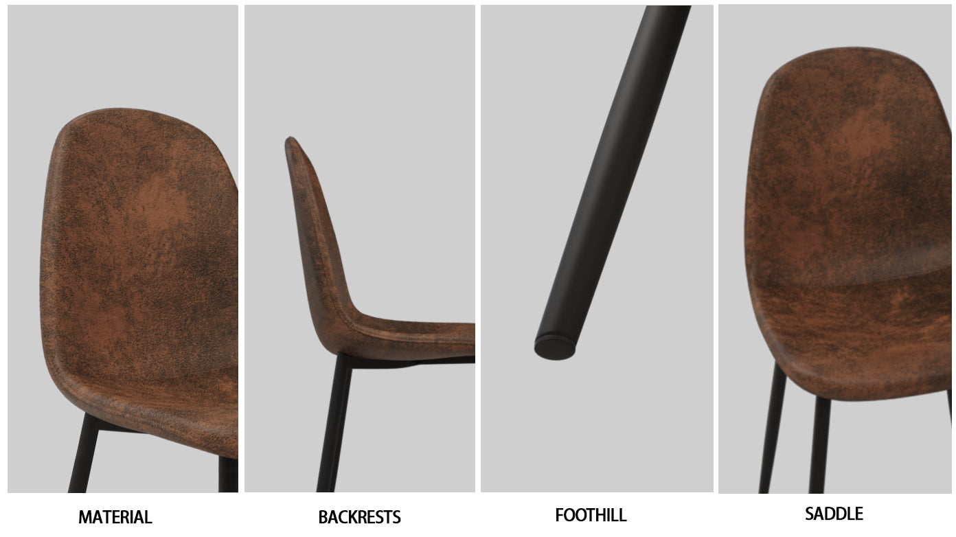 59" Modern Dining Table & 4 Suede Chairs Set