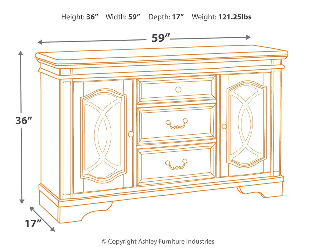 Dining server dimensions: 59W x 36H x 17D
