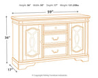 Dining server dimensions: 59W x 36H x 17D