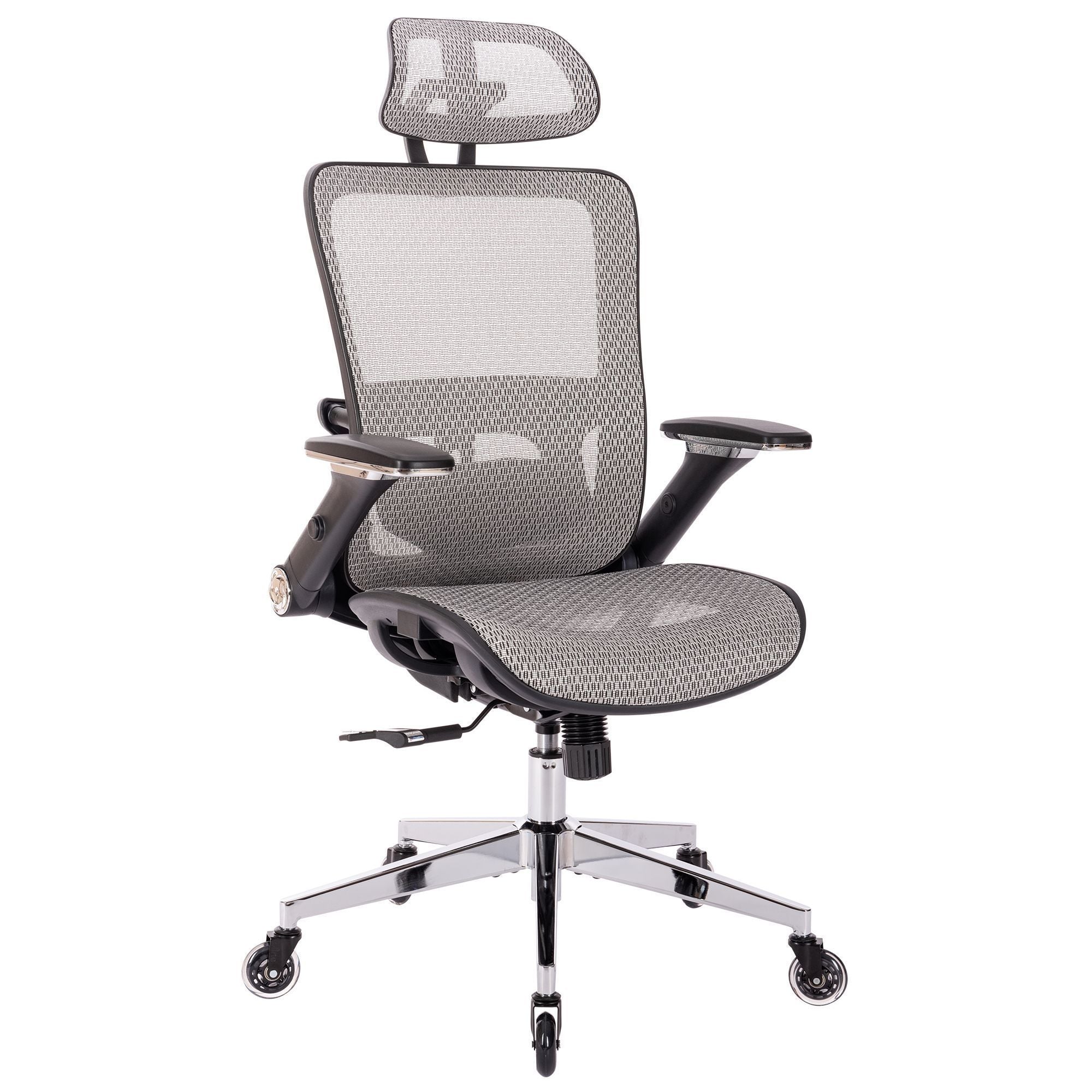 Ergonomic Mesh Office Chair w/ Headrest, Arms, Tilt, Lumbar- Gray